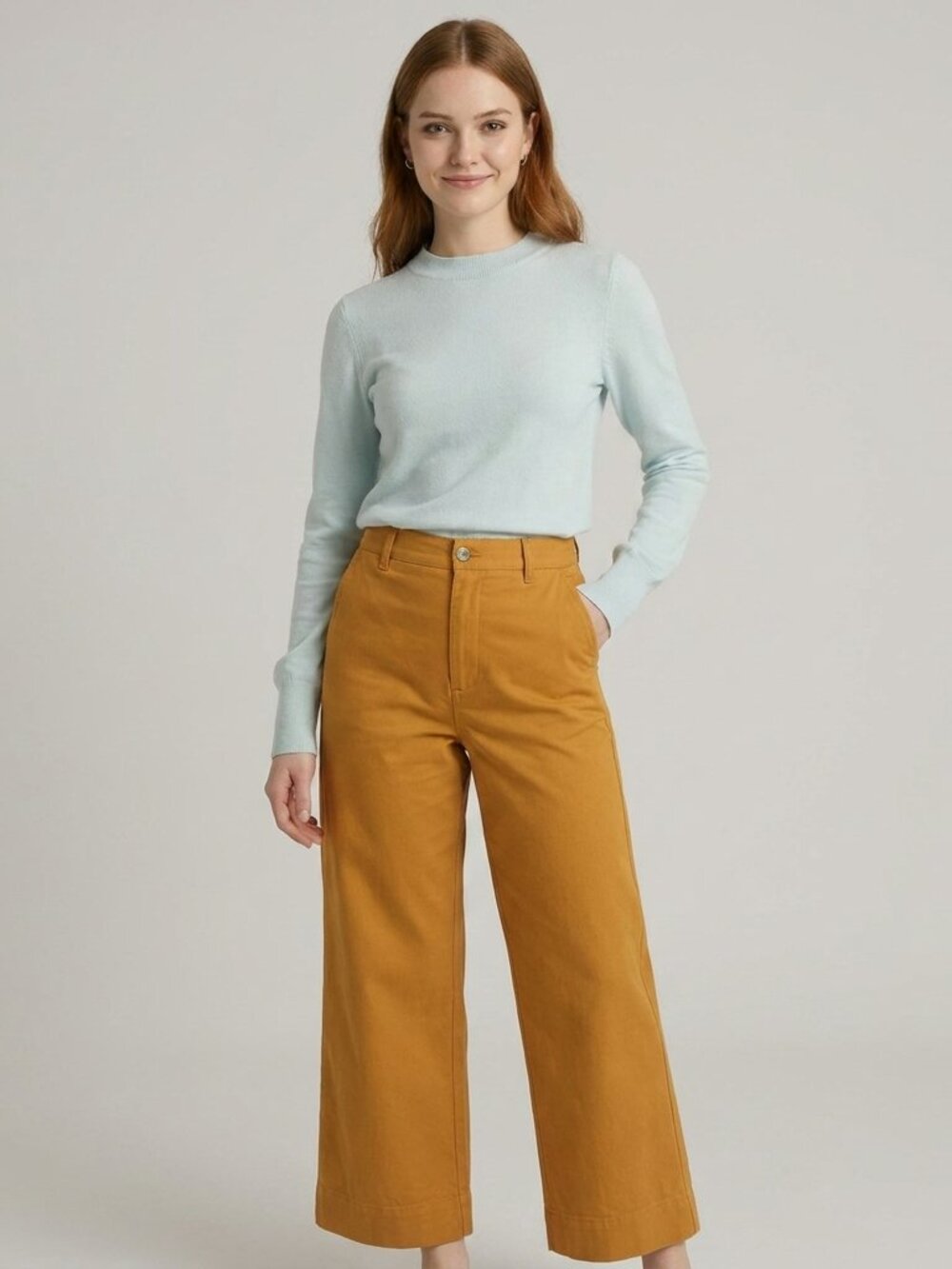 J. Crew Women's Full Length Wide Leg Chino Trouser Pants Camel Tan Size 31
